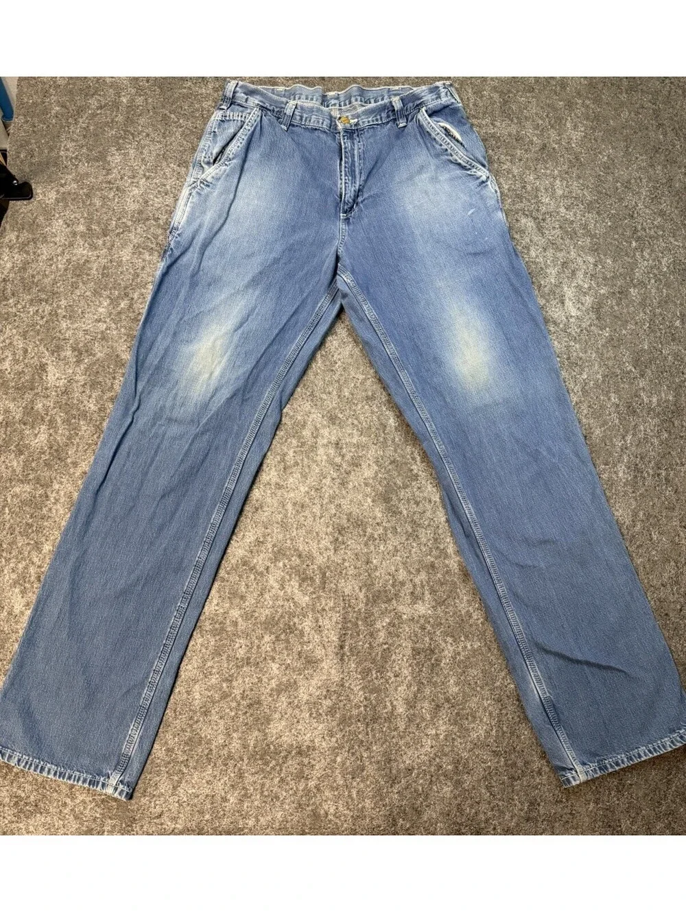 Carhartt Carpenter Jeans Mens 36x33 Light Wash Relaxed Fit Work Denim Pants